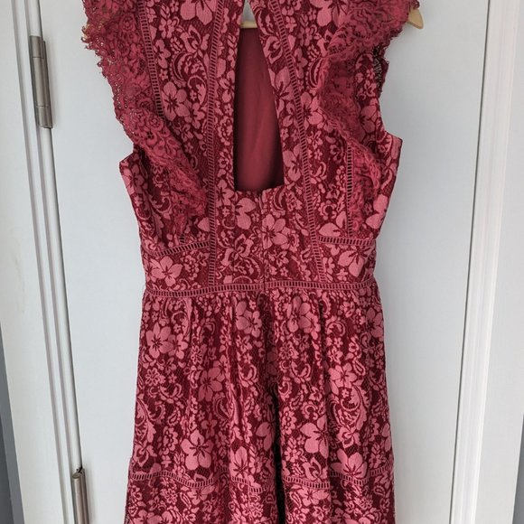 Adelyn Rae Women's Alisa Dusky Rose Lace Cocktail Minidress Size S - Picture 9 of 9